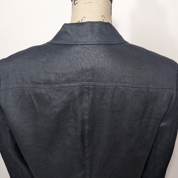 Lauren Ralph Lauren Black 100% Linen Blazer Jacket Lined Career Office size 12 - Picture 9 of 14